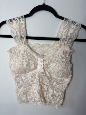 Ivory Lace Cropped Tank Top